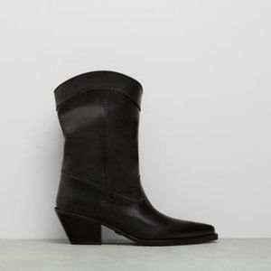 Cowboy Leather Heeled Ankle Boots